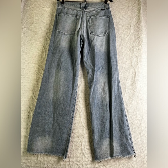 KanCan Kan Can Estilo Womens 9 28 Distressed Destroyed Wide Leg Denim Blue Jeans - Picture 11 of 16